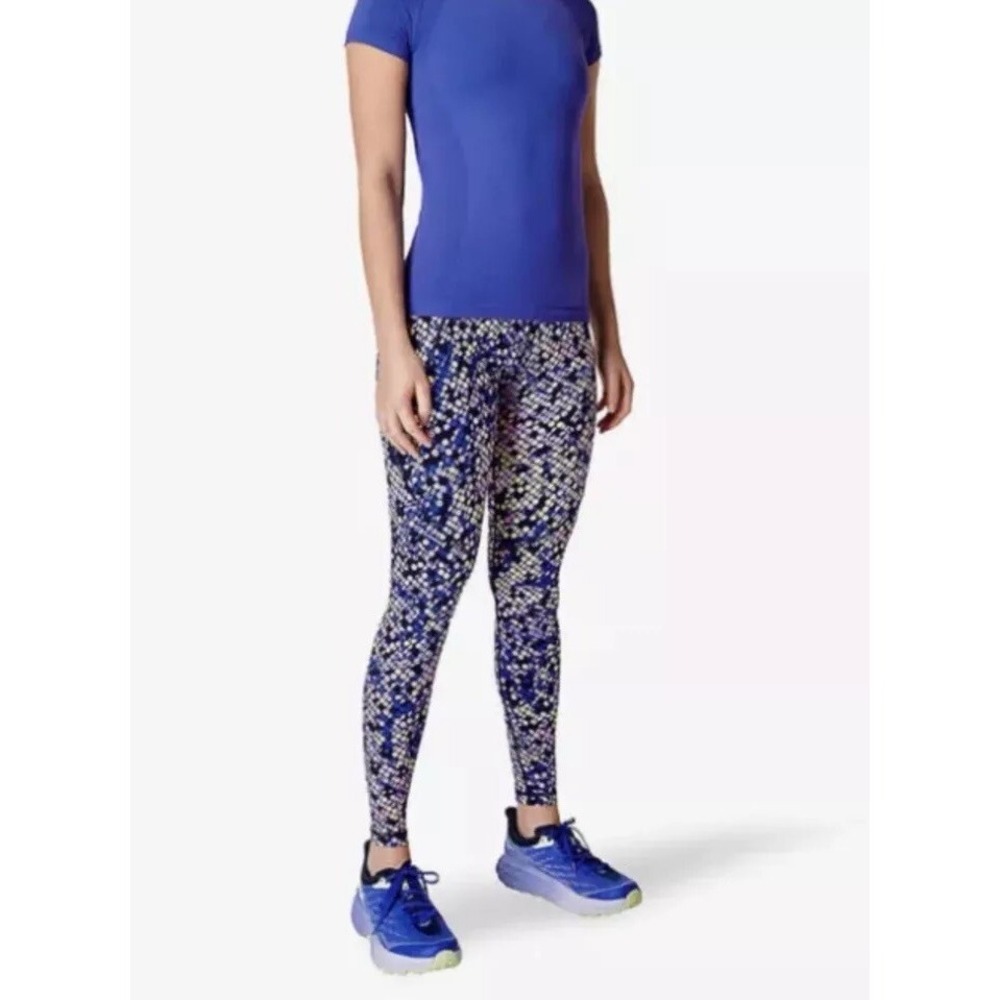 Sweaty Betty Power Full Length Leggings In Blue Dot Diffuse Print Women's Size 4